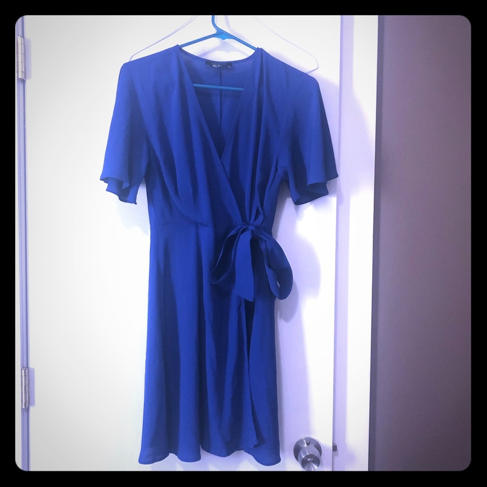 Royal blue wrap around dress